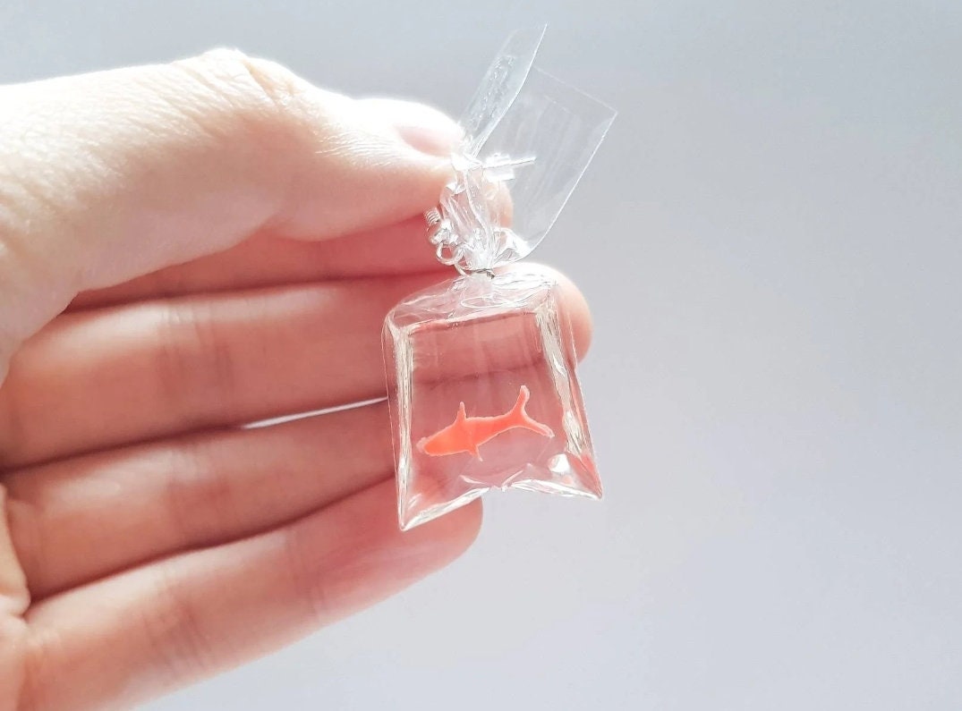 Goldfish Earrings, Goldfish in a Bag Earrings, Orange Fish Earrings, Silly Earrings, Odd Earrings, Weird Earrings, Bespoke Earrings