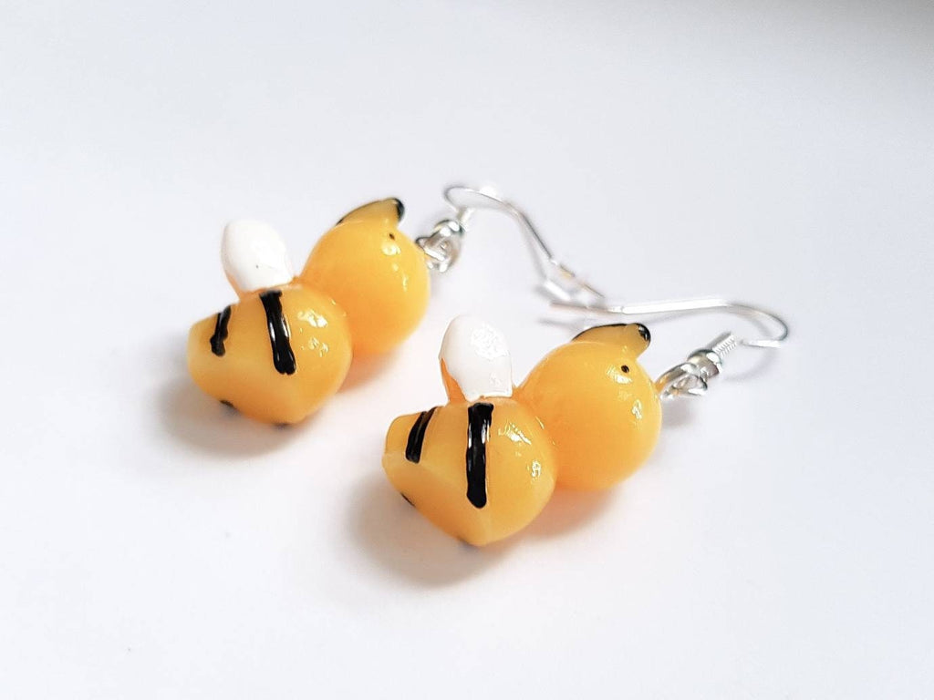 Bumblebee Earrings, Small Bee Earrings, Bug Earrings, Insect Earrings, Bee Dangle Earrings, Silly Earrings, Weird Earrings, Playful Earrings