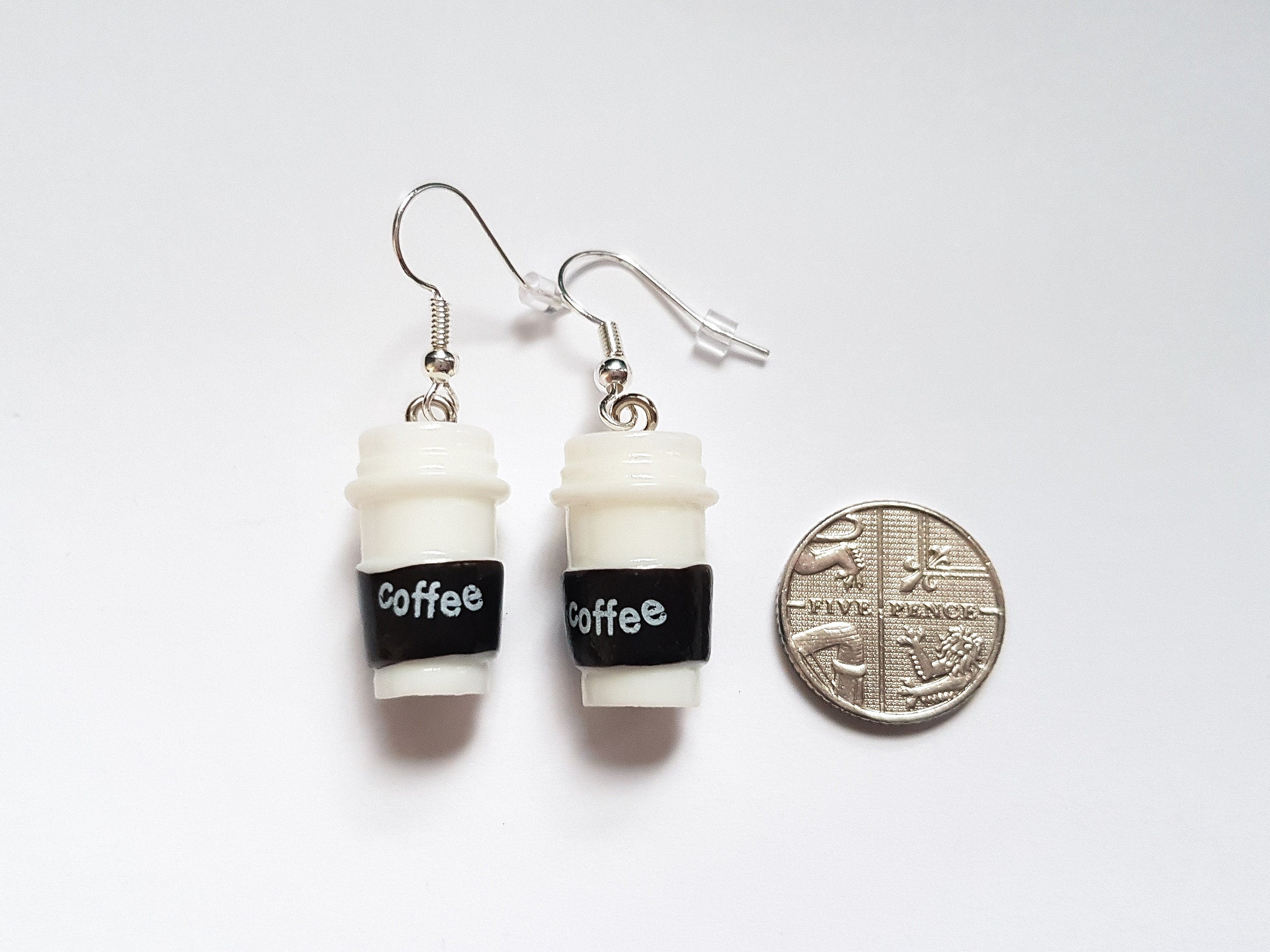 Coffee Earrings, Caffeine Earrings, Cup Earrings, Weird Earrings, Odd Earrings, Bespoke Earrings, Novelty Drink Earrings, Playful Earrings