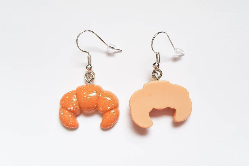 Croissant Earrings, Croissant Jewellery, Pastry Earrings, Mini Food Earrings, Breakfast Earrings, Dessert Earrings, Odd Earrings