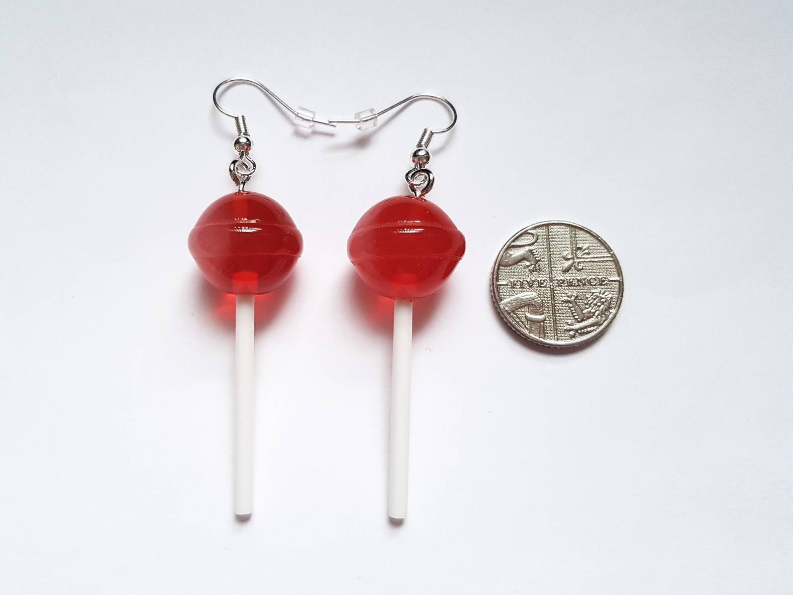 Lollipop Earrings Red Yellow, Lollipop Jewellery, Sweet Earrings, Bespoke Earrings, Dessert Earrings, Cute Food Earrings,Red Quirky Earrings