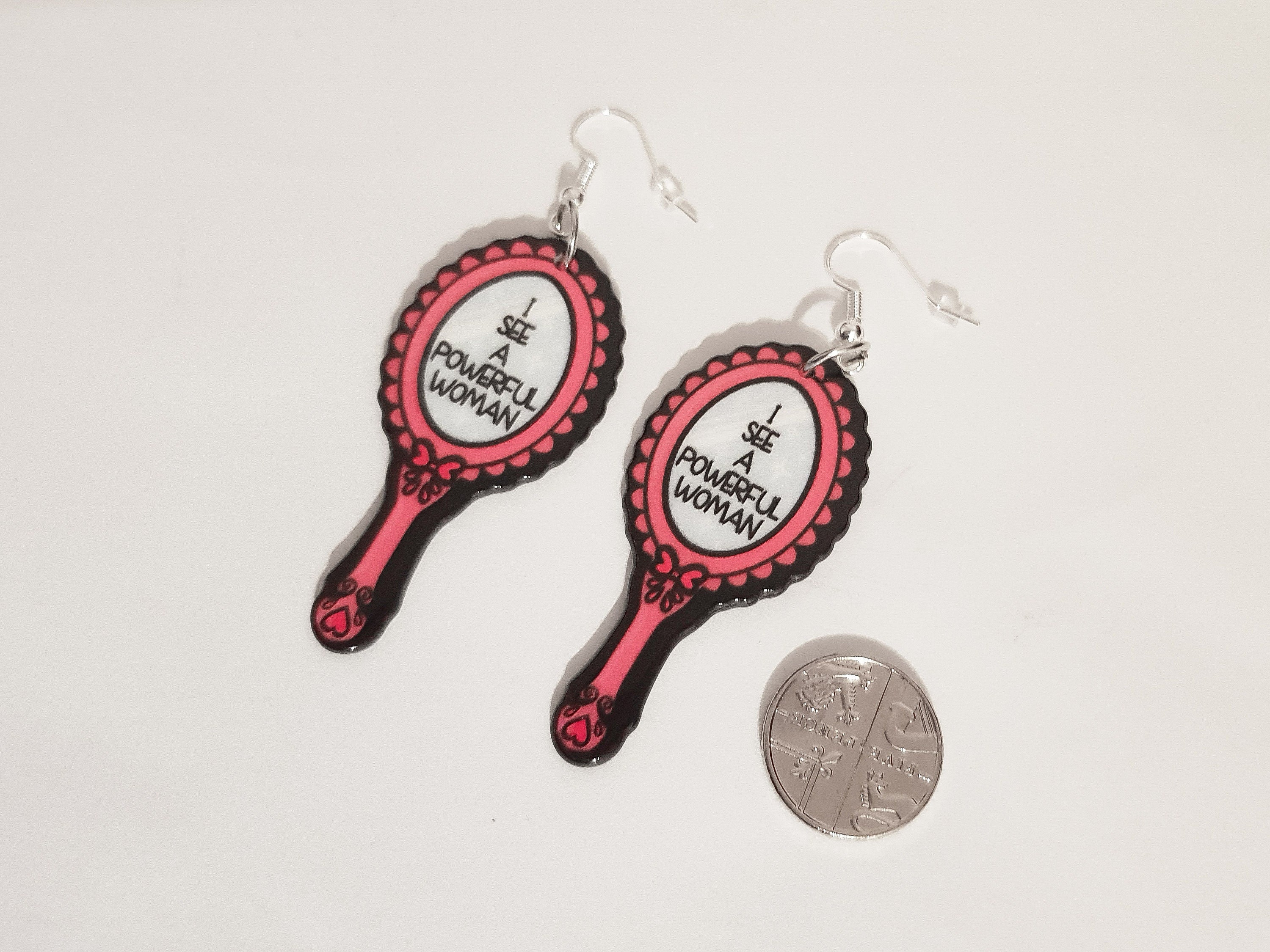 Feminist Earrings, Pastel Goth Earrings, Alternative Earrings, Feminist Jewellery, Empowering Earrings,Mirror Earrings,Pastel Goth Jewellery
