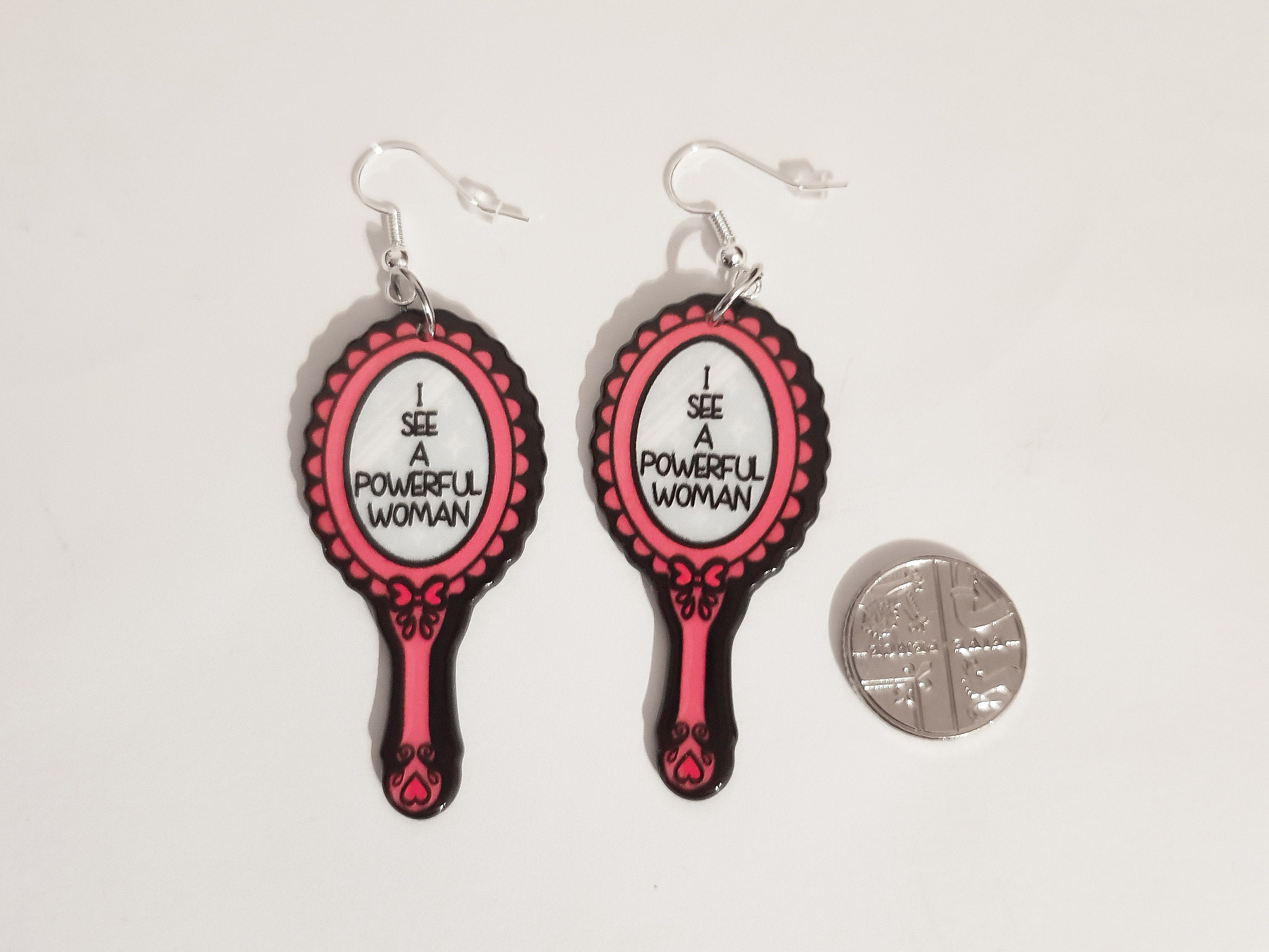 Feminist Earrings, Pastel Goth Earrings, Alternative Earrings, Feminist Jewellery, Empowering Earrings,Mirror Earrings,Pastel Goth Jewellery