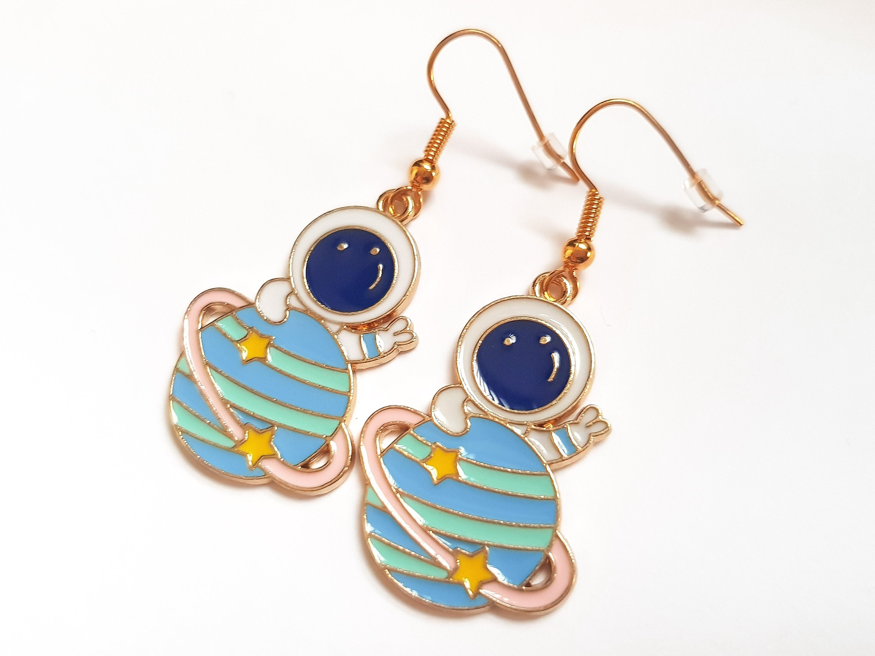 Astronaut Earrings, Spaceman Earrings, Saturn Earrings, Planet Earrings, Astronaut Jewellery, Saturn Jewellery, Cute Space Earrings