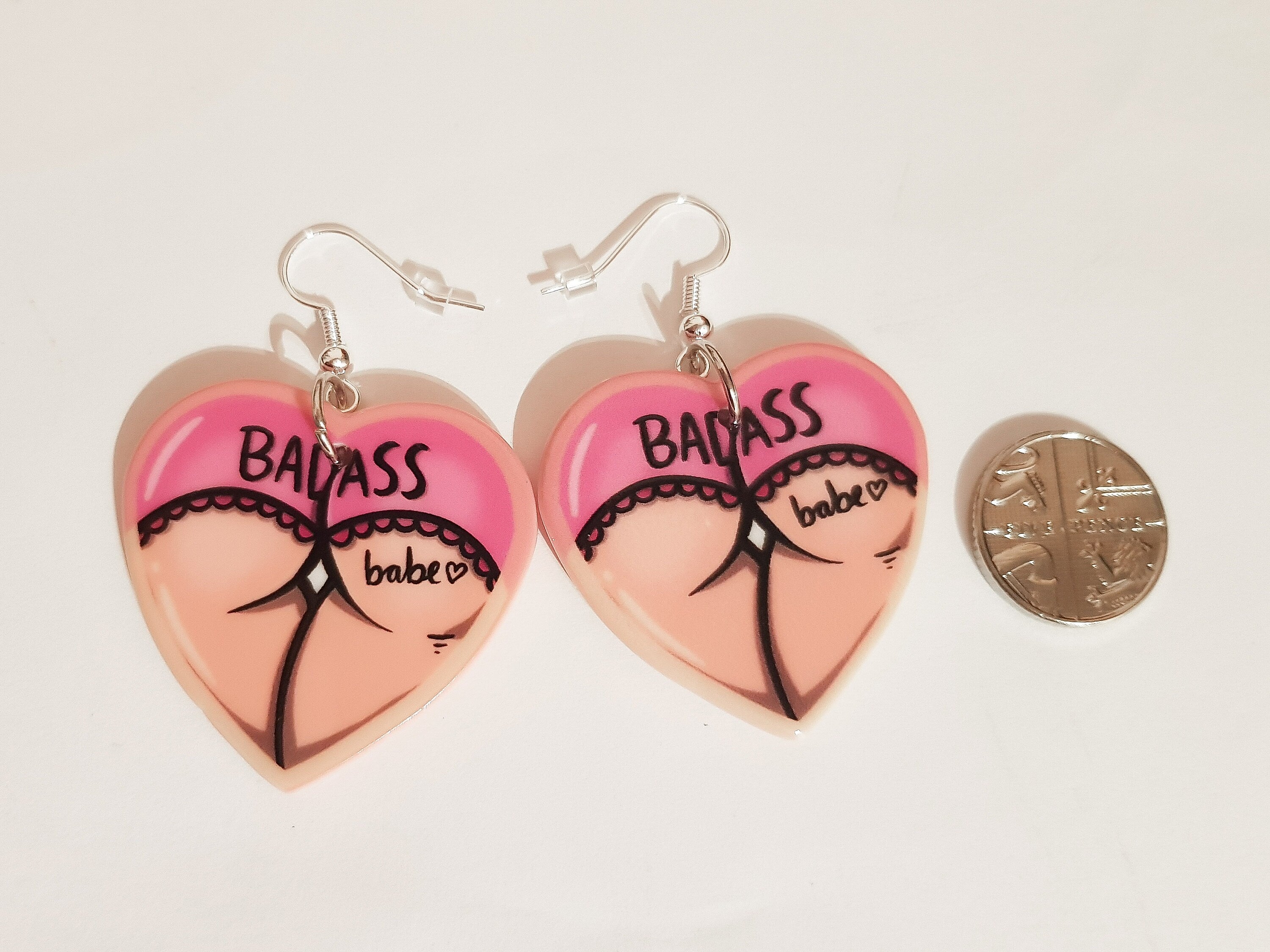Badass Earrings, Pastel Heart Earrings, Feminist Earrings, Bum Earrings, Pastel Goth Earrings, Alternative Earrings, Pastel Goth Jewellery