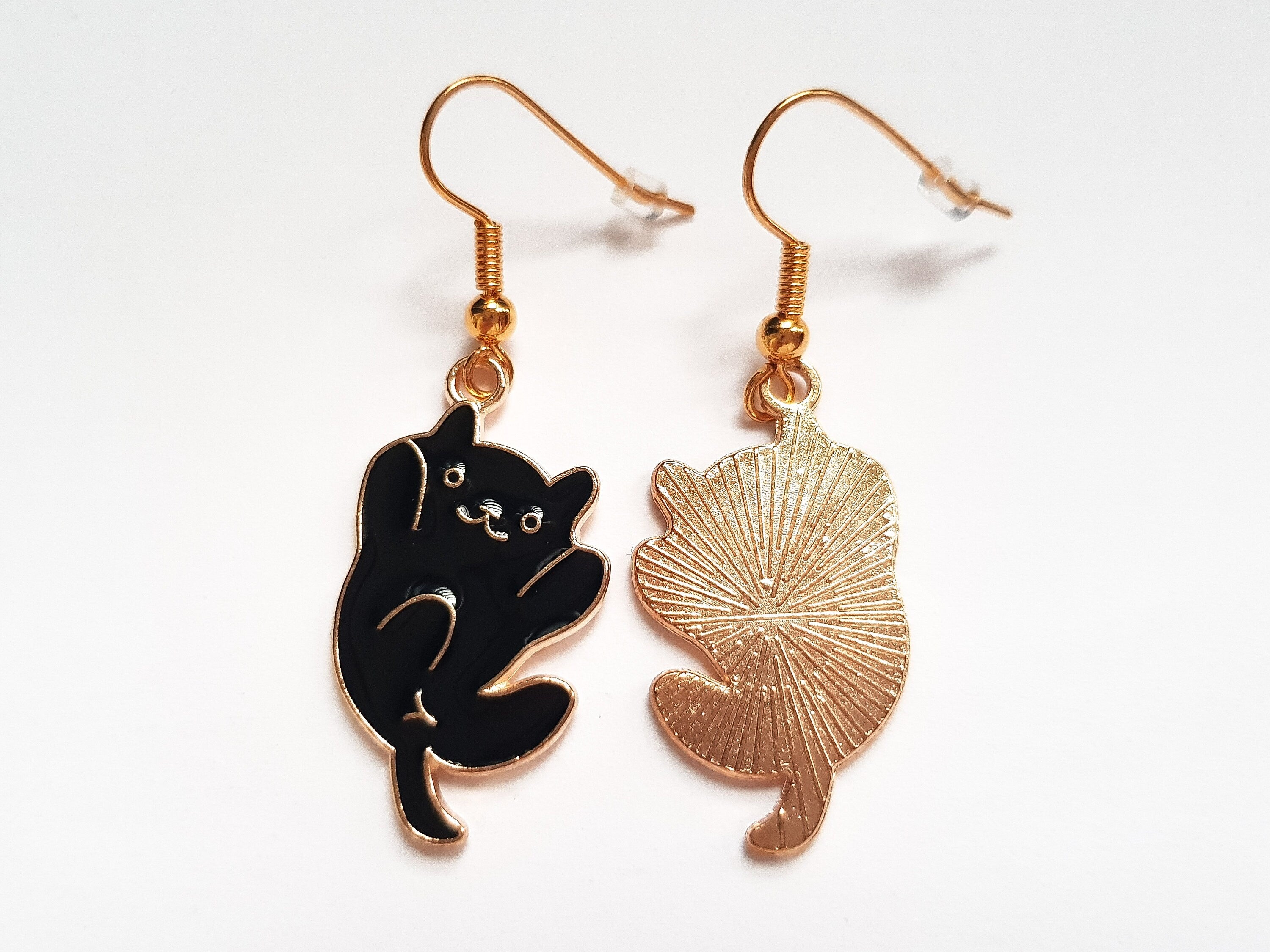 Black Cat Earrings, Kitty Earrings, Cat Charm Earrings, Cute Cat Earrings, Pet Cat Earrings, Pet Earrings,Cute Pet Earrings,Playful Earrings