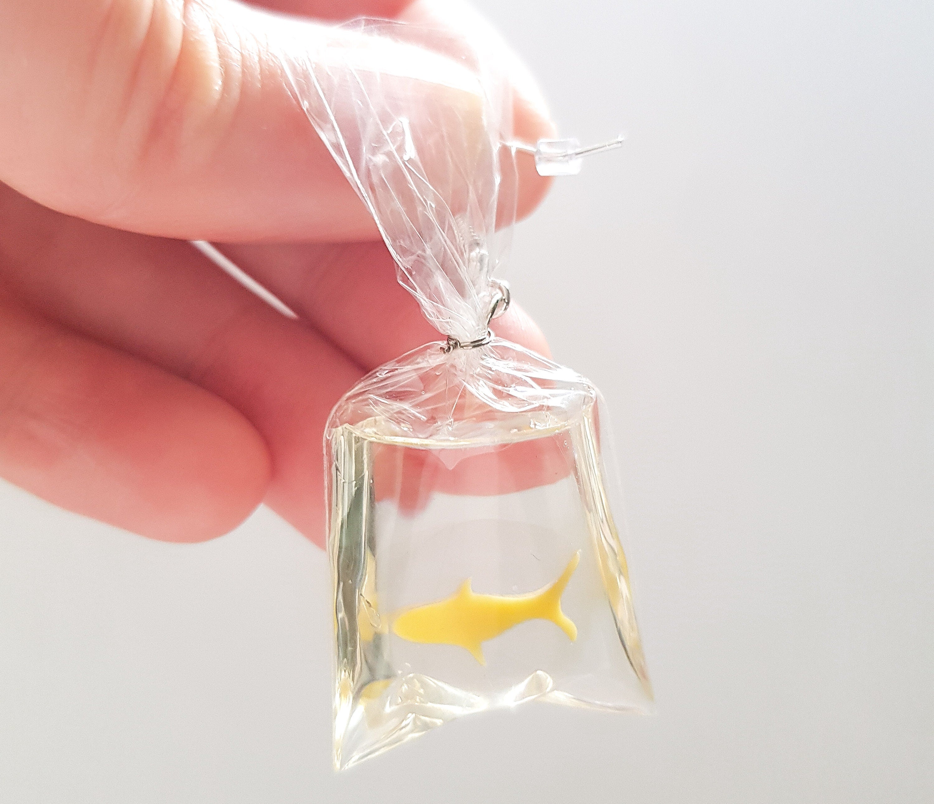 Goldfish Earrings, Goldfish in a Bag Earrings, Yellow Fish Earrings, Silly Earrings, Odd Earrings, Weird Earrings, Bespoke Earrings