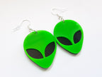 Alien Earrings Green, Alien Face Earrings, Alien Jewellery, UFO Earrings, Sci-Fi Earrings, Space Earrings, Martian Earrings, Galaxy Earrings