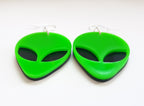 Alien Earrings Green, Alien Face Earrings, Alien Jewellery, UFO Earrings, Sci-Fi Earrings, Space Earrings, Martian Earrings, Galaxy Earrings
