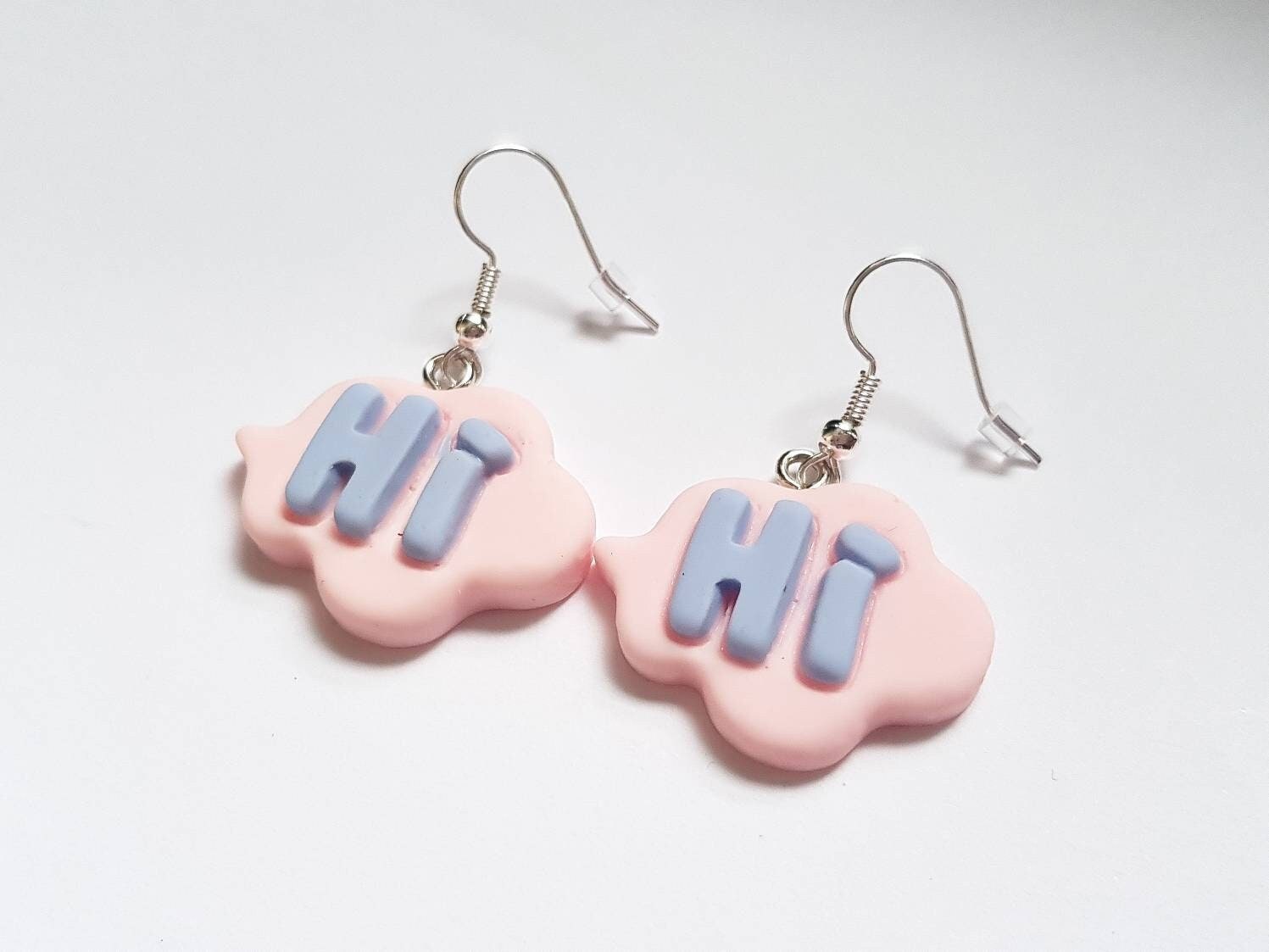 Hi Speech Bubble Earrings, Word Earrings, Text Earrings, Cloud Earrings, Odd Earrings, Humour Earrings, Sassy Earrings, Playful Earrings