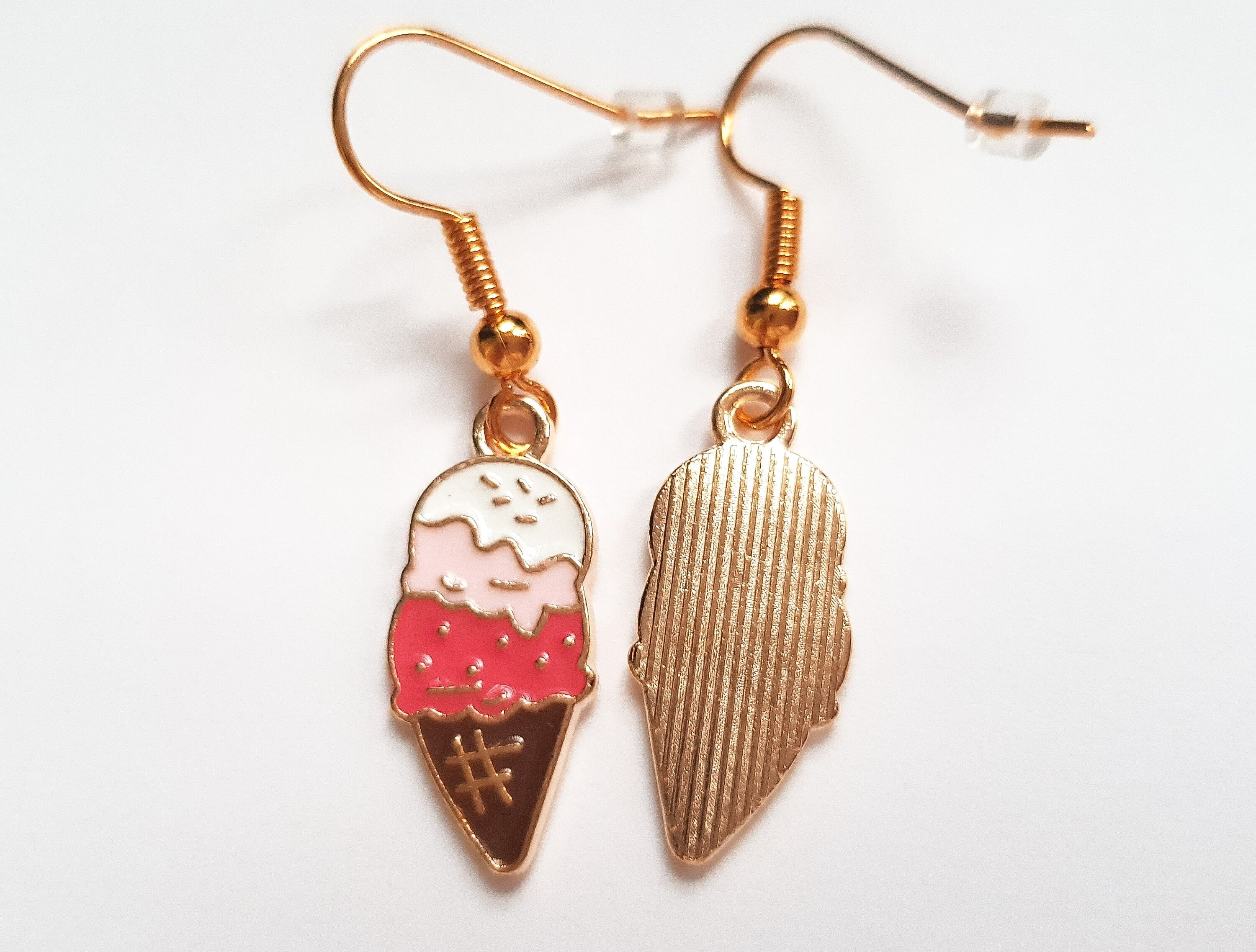 Ice Cream Earrings, Ice Cream Cone Earrings, Mini Food Earrings, Miniature Food Earrings, Colourful Beach Earrings, Enamel Summer Earrings