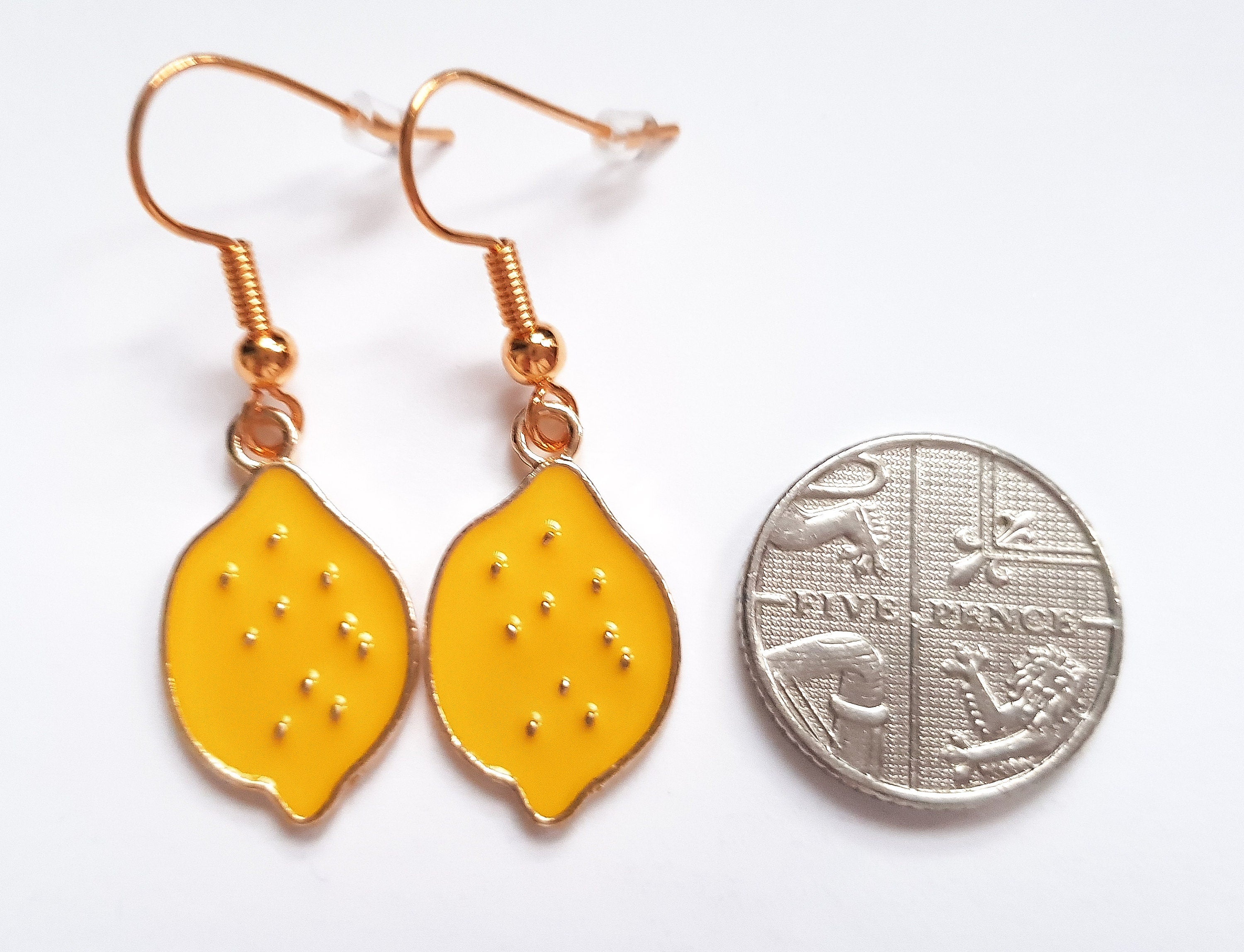 Lemon Earrings, Citrus Earrings, Fruit Charm Earrings, Fun Summer Earrings, Mini Food Earrings, Miniature Food Earrings, Fun Food Earrings