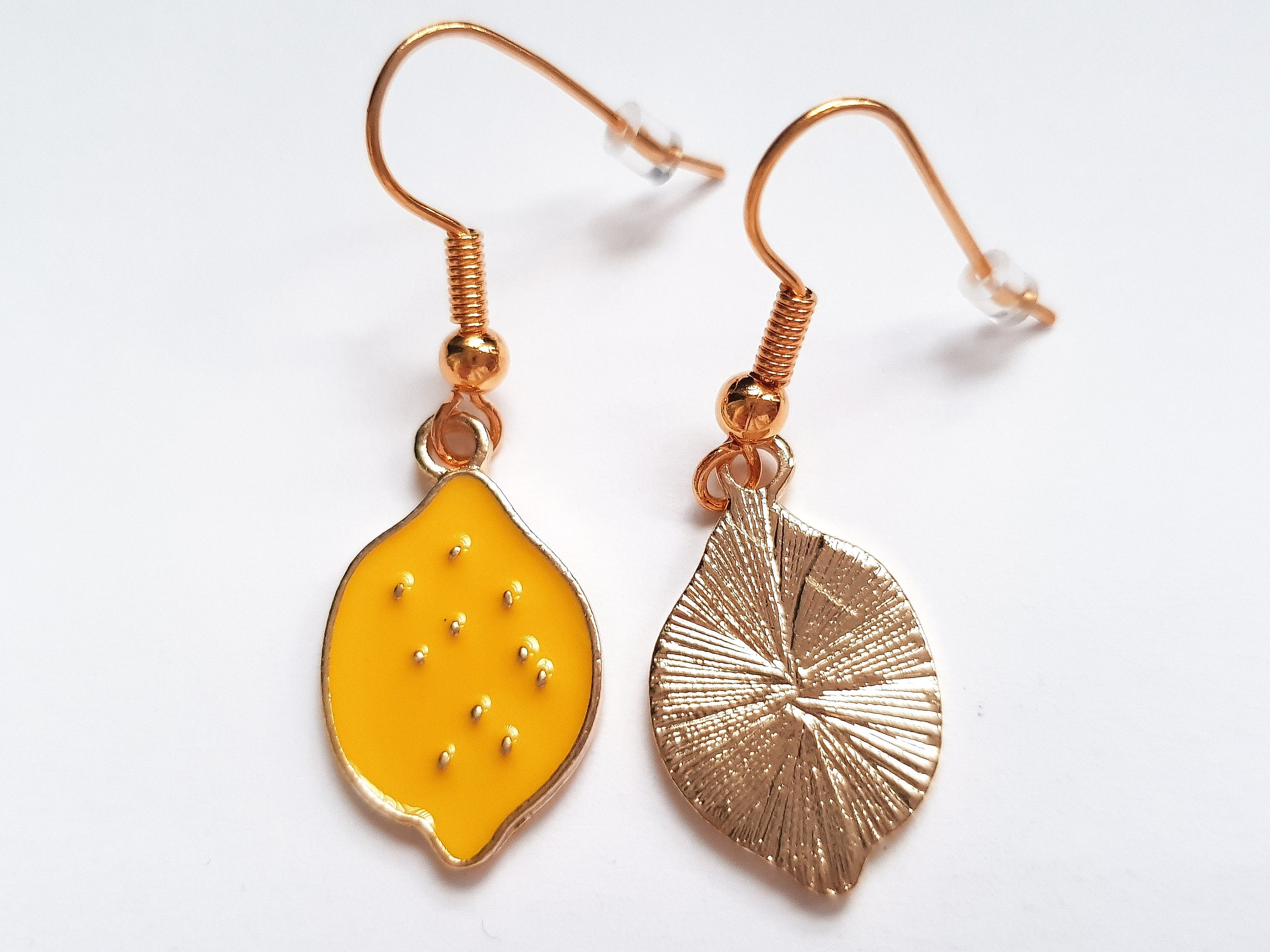 Lemon Earrings, Citrus Earrings, Fruit Charm Earrings, Fun Summer Earrings, Mini Food Earrings, Miniature Food Earrings, Fun Food Earrings