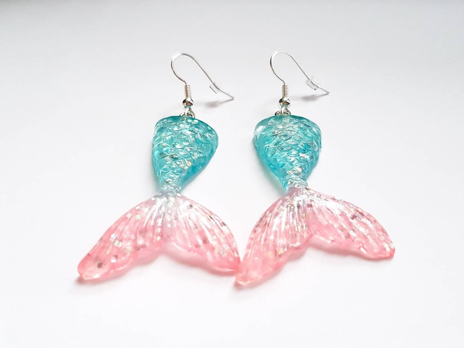 Ombre Mermaid Tail Earrings, Mermaid Earrings, Ombre Earrings, Mermaid Tail Jewellery, Cute Fantasy Earrings, Odd Earrings, Weird Earrings