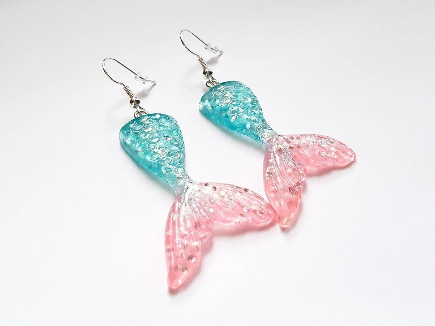 Ombre Mermaid Tail Earrings, Mermaid Earrings, Ombre Earrings, Mermaid Tail Jewellery, Cute Fantasy Earrings, Odd Earrings, Weird Earrings