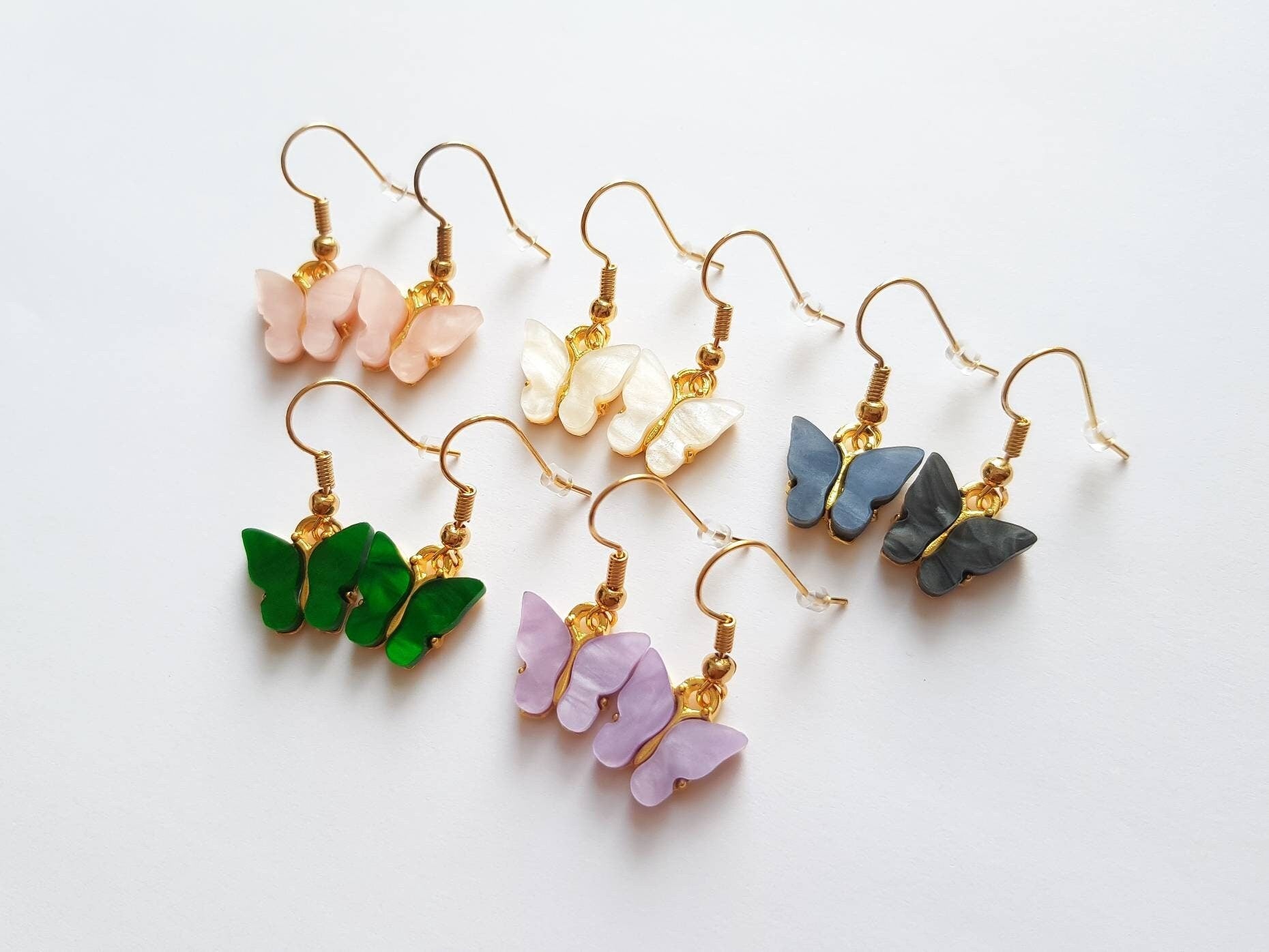 Acrylic Butterfly Earrings, Small Butterfly Earrings, Butterfly Charm Earrings, Acrylic Butterfly Jewellery, Fun Summer Earrings