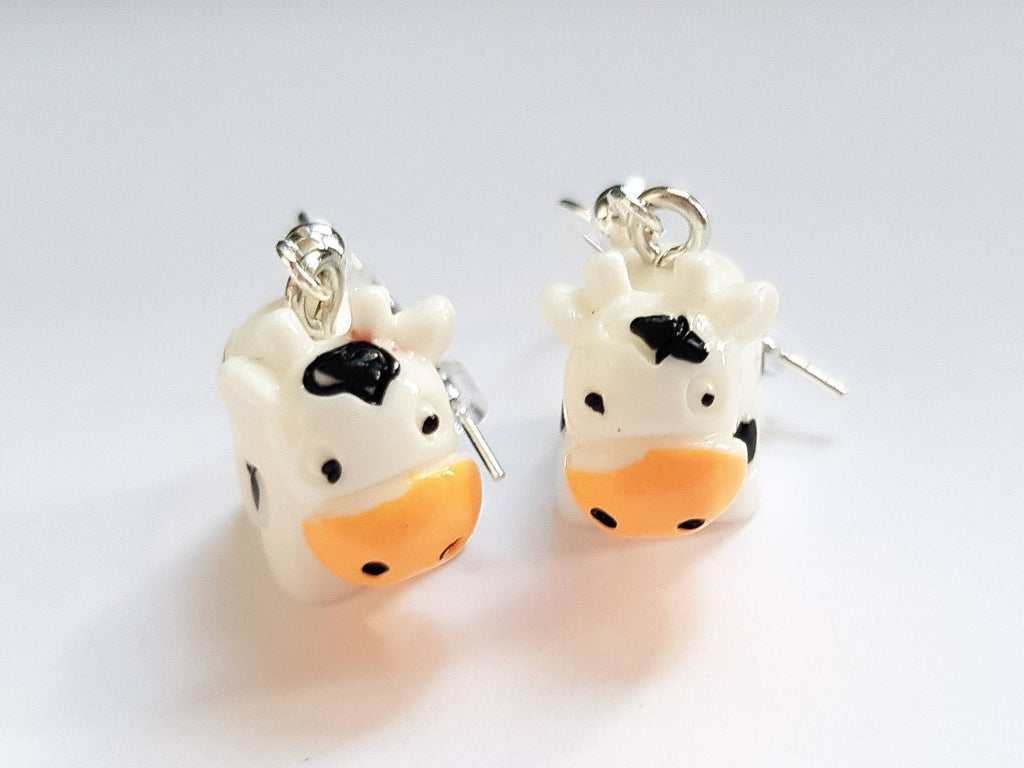 Cow Earrings, Farm Earrings, Cow Jewellery, Moo Earrings, Odd Earrings, Silly Earrings, Weird Earrings, Playful Earrings, Fun Charm Earrings