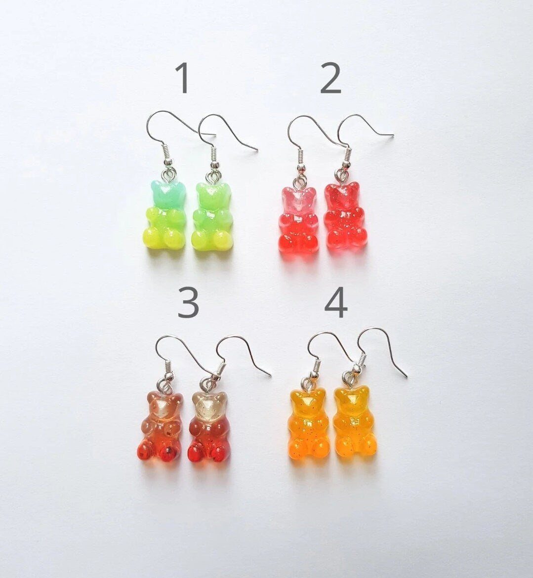 Gummy Bear Earrings, Ombre Earrings, Sweet Earrings, Mini Food Earrings, Bespoke Earrings, Candy Earrings, Weird Earrings, Quirky Earrings