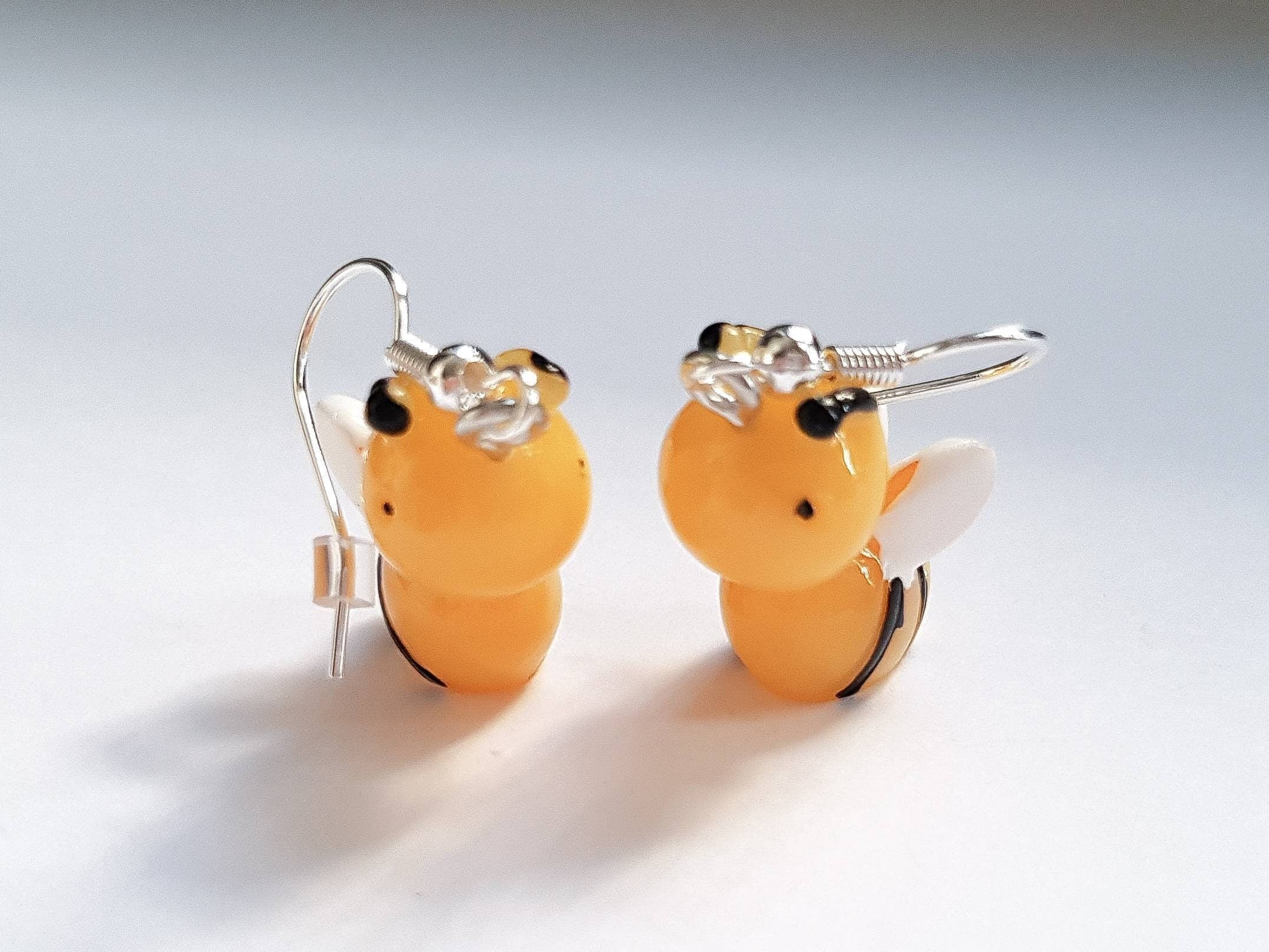 Bumblebee Earrings, Small Bee Earrings, Bug Earrings, Insect Earrings, Bee Dangle Earrings, Silly Earrings, Weird Earrings, Playful Earrings