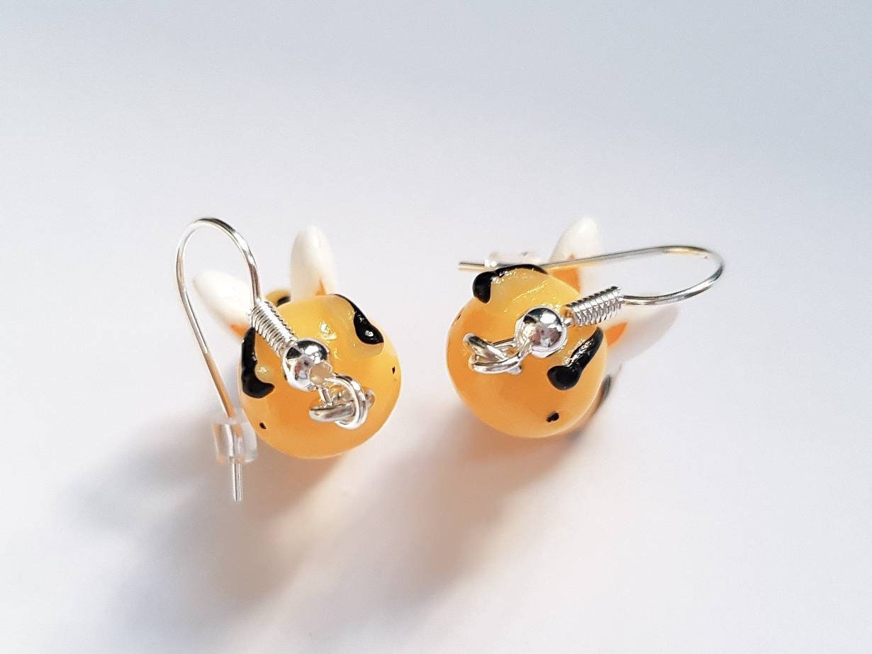 Bumblebee Earrings, Small Bee Earrings, Bug Earrings, Insect Earrings, Bee Dangle Earrings, Silly Earrings, Weird Earrings, Playful Earrings