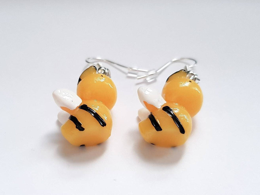 Bumblebee Earrings, Small Bee Earrings, Bug Earrings, Insect Earrings, Bee Dangle Earrings, Silly Earrings, Weird Earrings, Playful Earrings