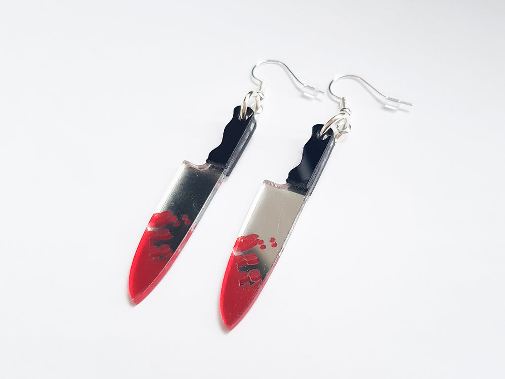 Bloody Knife Earrings, Murder Earrings, Horror Earrings, Slasher Earrings, Alternative Earrings, Bloody Earrings, Gore Earrings,Odd Earrings