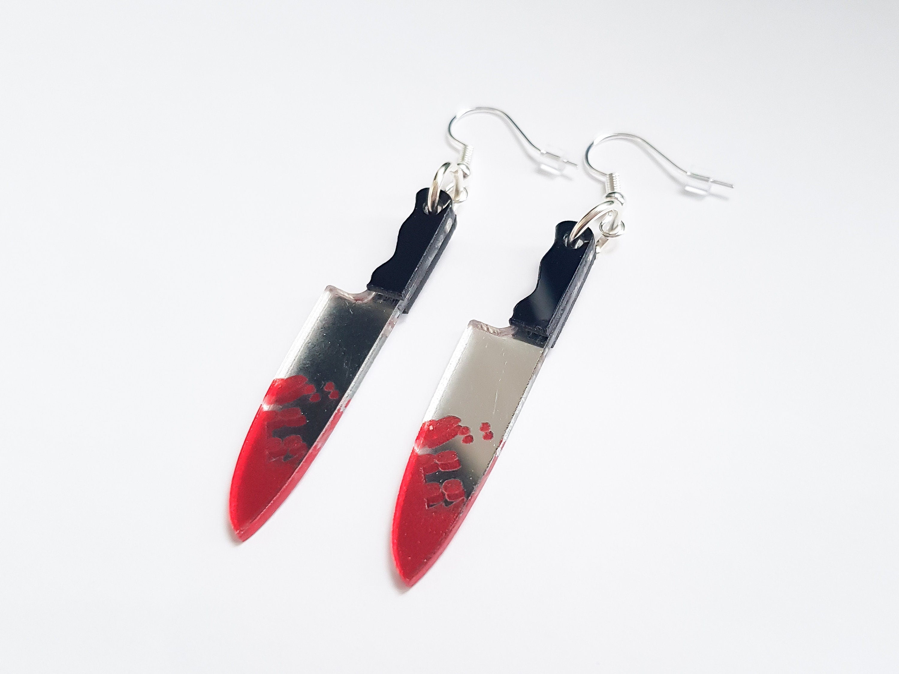 Bloody Knife Earrings, Murder Earrings, Horror Earrings, Slasher Earrings, Alternative Earrings, Bloody Earrings, Gore Earrings,Odd Earrings