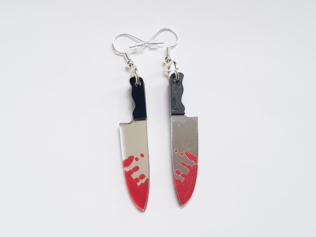 Bloody Knife Earrings, Murder Earrings, Horror Earrings, Slasher Earrings, Alternative Earrings, Bloody Earrings, Gore Earrings,Odd Earrings