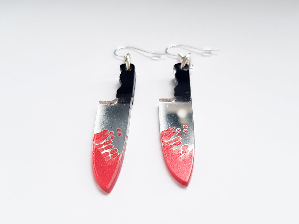 Bloody Knife Earrings, Murder Earrings, Horror Earrings, Slasher Earrings, Alternative Earrings, Bloody Earrings, Gore Earrings,Odd Earrings