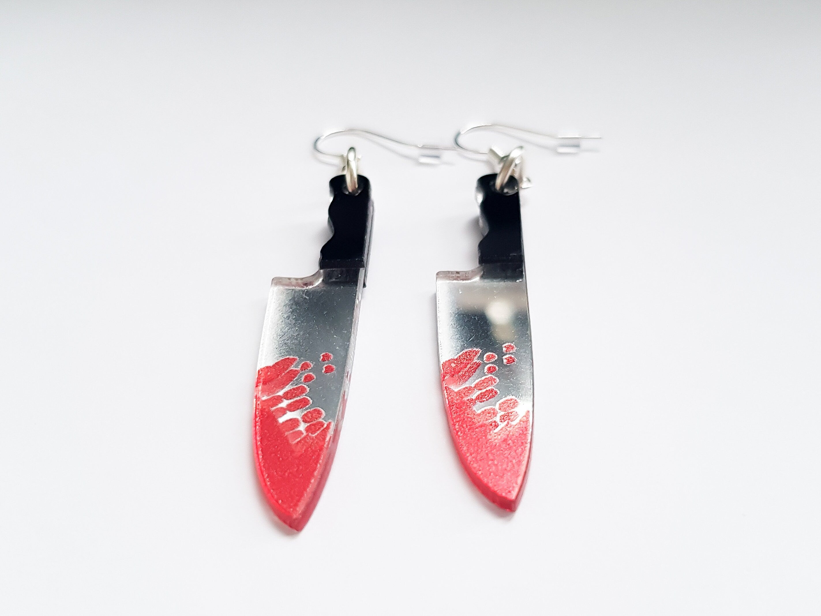 Bloody Knife Earrings, Murder Earrings, Horror Earrings, Slasher Earrings, Alternative Earrings, Bloody Earrings, Gore Earrings,Odd Earrings