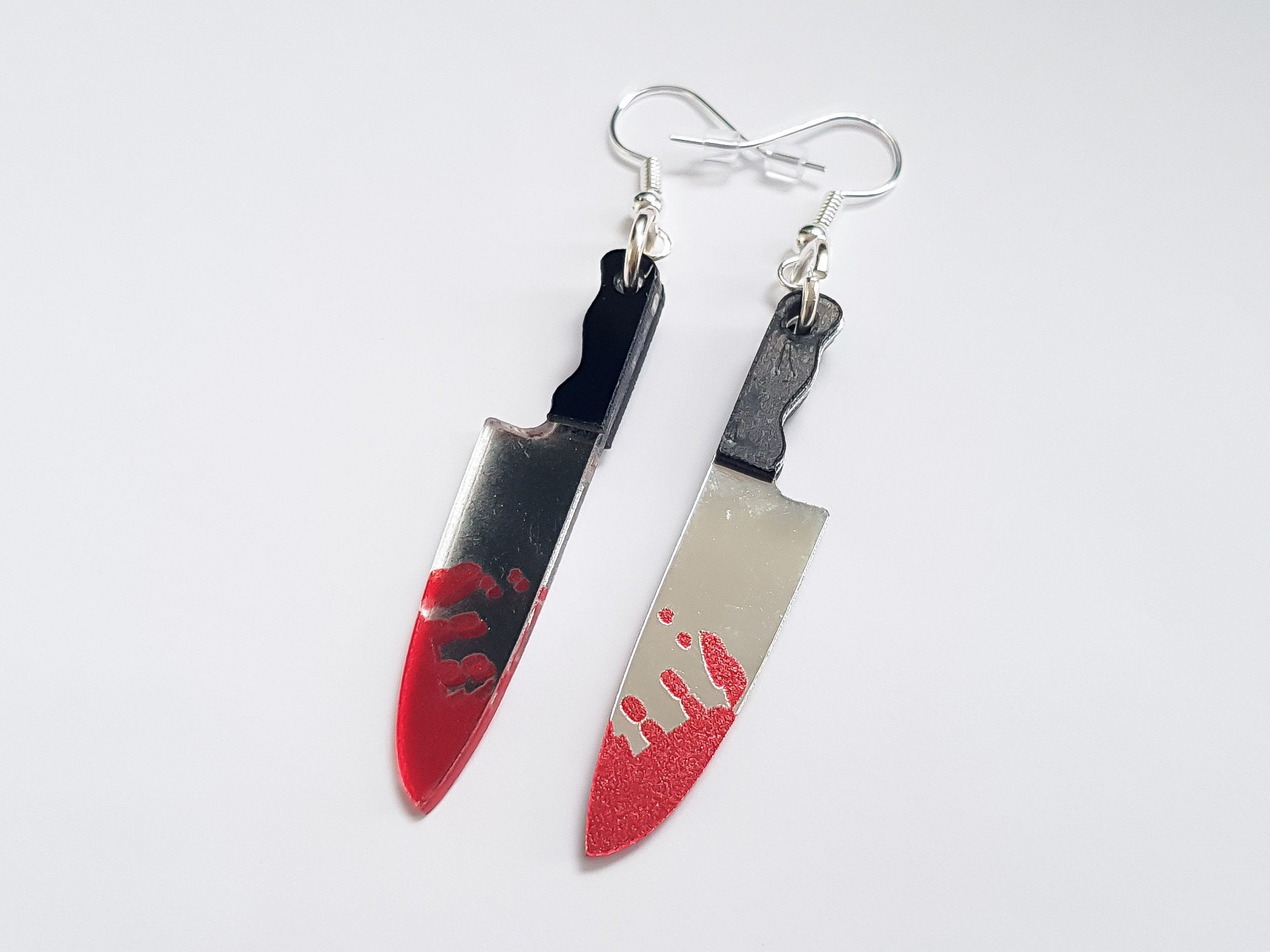 Bloody Knife Earrings, Murder Earrings, Horror Earrings, Slasher Earrings, Alternative Earrings, Bloody Earrings, Gore Earrings,Odd Earrings