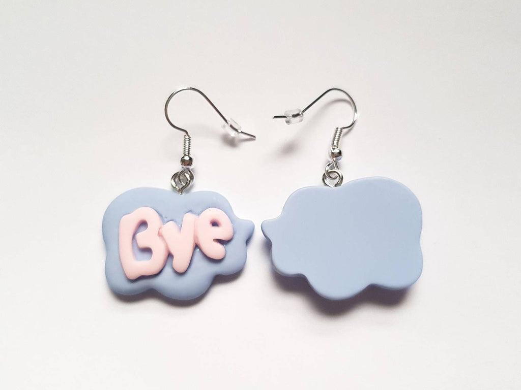 Bye Speech Bubble Earrings, Word Earrings, Text Earrings, Cloud Earrings, Odd Earrings, Humour Earrings, Sassy Earrings, Playful Earrings