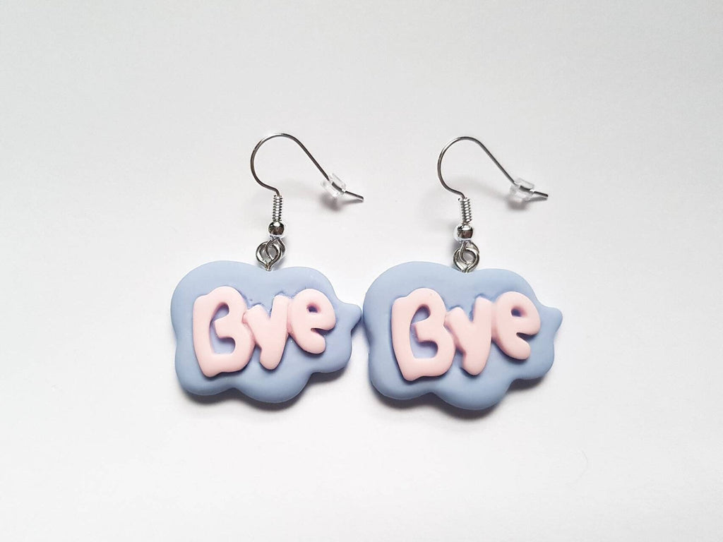 Bye Speech Bubble Earrings, Word Earrings, Text Earrings, Cloud Earrings, Odd Earrings, Humour Earrings, Sassy Earrings, Playful Earrings