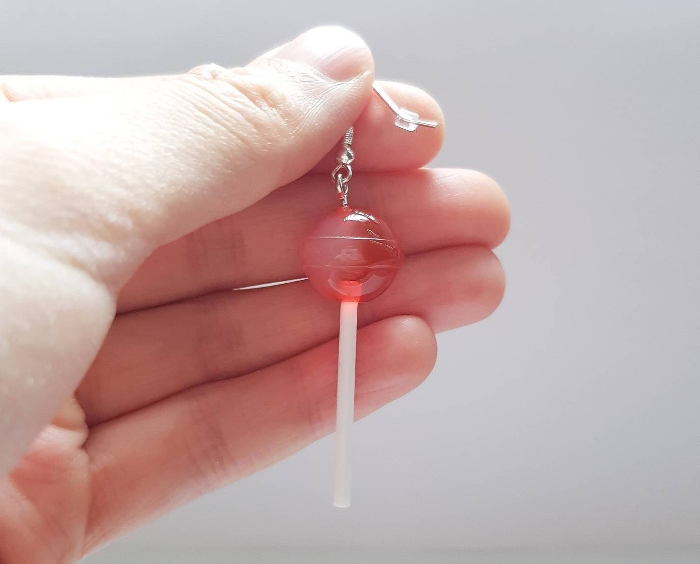 Lollipop Earrings Red Yellow, Lollipop Jewellery, Sweet Earrings, Bespoke Earrings, Dessert Earrings, Cute Food Earrings,Red Quirky Earrings