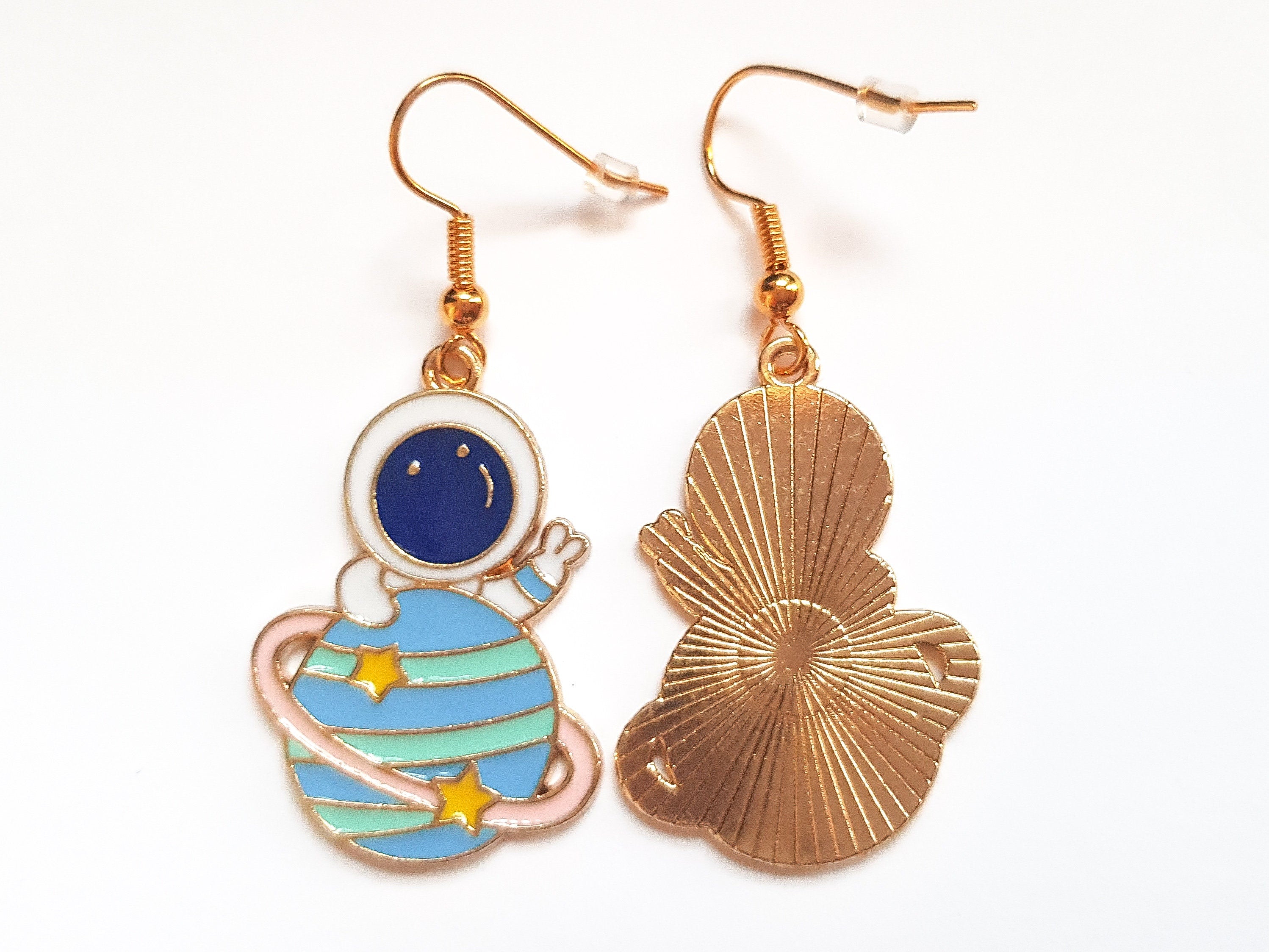 Astronaut Earrings, Spaceman Earrings, Saturn Earrings, Planet Earrings, Astronaut Jewellery, Saturn Jewellery, Cute Space Earrings