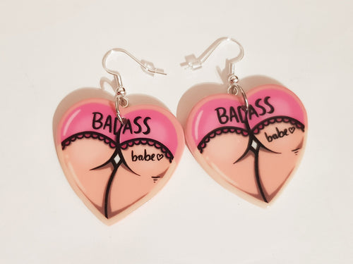 Badass Earrings, Pastel Heart Earrings, Feminist Earrings, Bum Earrings, Pastel Goth Earrings, Alternative Earrings, Pastel Goth Jewellery