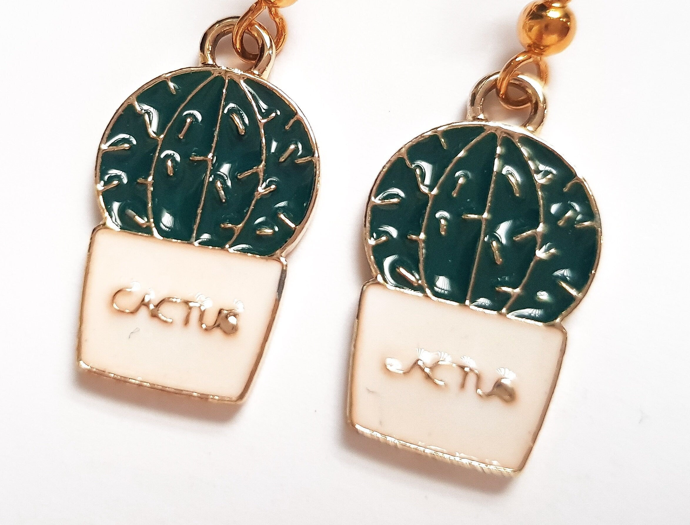 Cactus Earrings, Cactus Jewellery, Plant Charm Earrings, Desert Earrings, Nature Charm Earrings, Small Plant Earrings, Cute Enamel Earrings