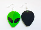 Alien Earrings Green, Alien Face Earrings, Alien Jewellery, UFO Earrings, Sci-Fi Earrings, Space Earrings, Martian Earrings, Galaxy Earrings
