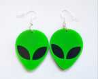 Alien Earrings Green, Alien Face Earrings, Alien Jewellery, UFO Earrings, Sci-Fi Earrings, Space Earrings, Martian Earrings, Galaxy Earrings