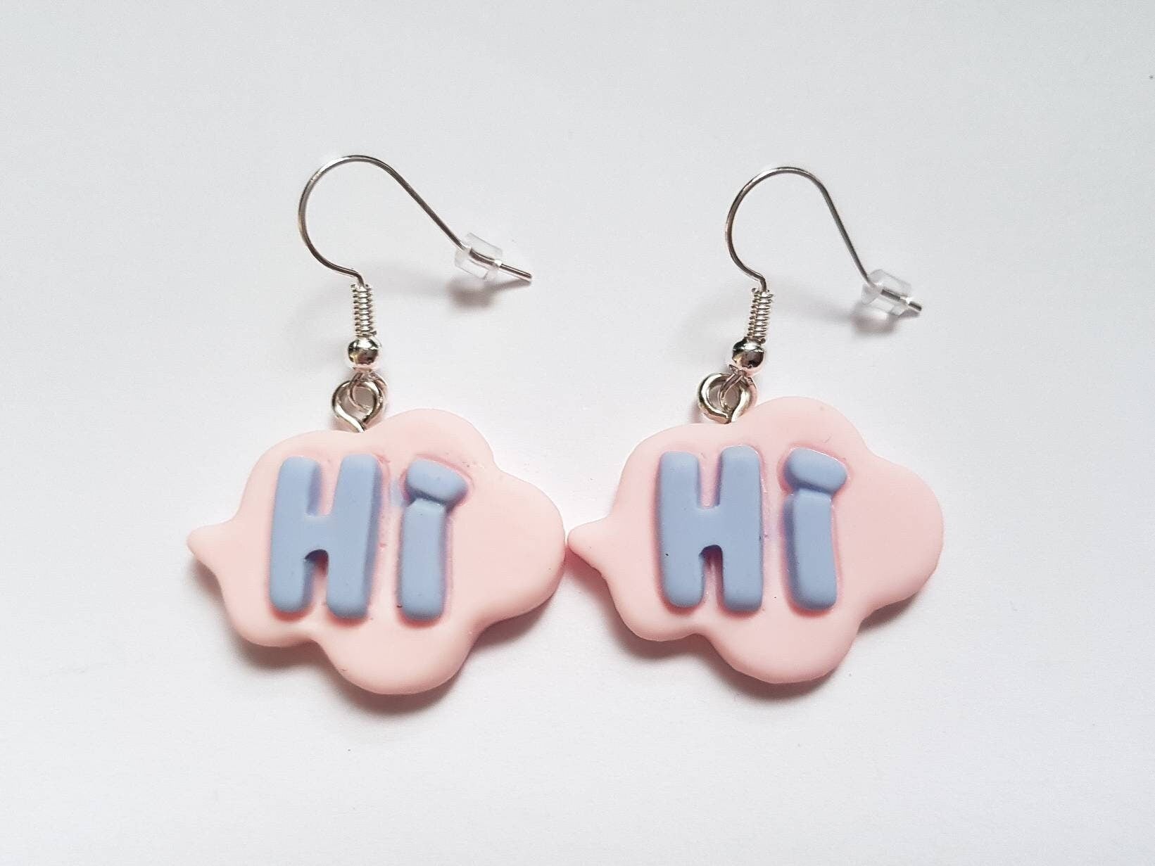 Hi Speech Bubble Earrings, Word Earrings, Text Earrings, Cloud Earrings, Odd Earrings, Humour Earrings, Sassy Earrings, Playful Earrings