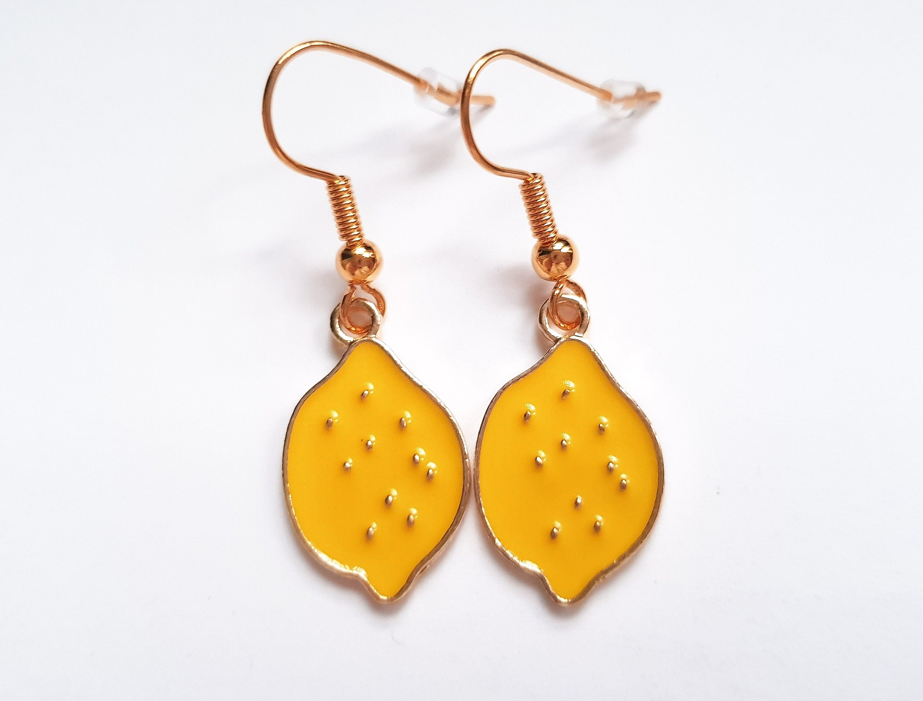 Lemon Earrings, Citrus Earrings, Fruit Charm Earrings, Fun Summer Earrings, Mini Food Earrings, Miniature Food Earrings, Fun Food Earrings