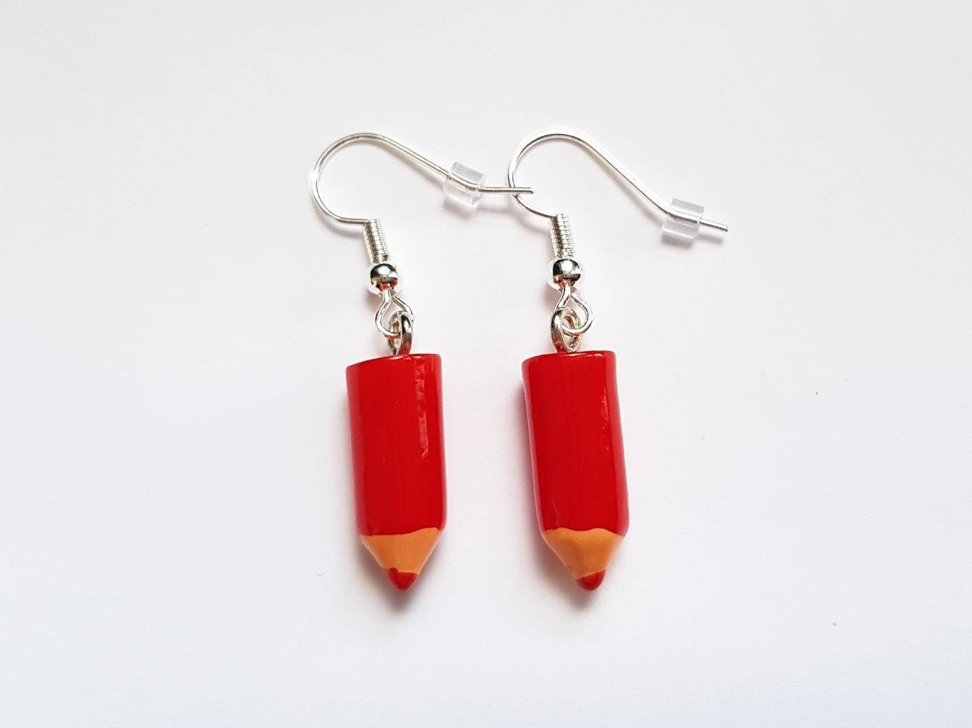Pencil Earrings Red, Crayon Earrings, Pen Earrings, School Earrrings, Artist Earrings, Teacher Earrings, Weird Earrings, Funny Earrings