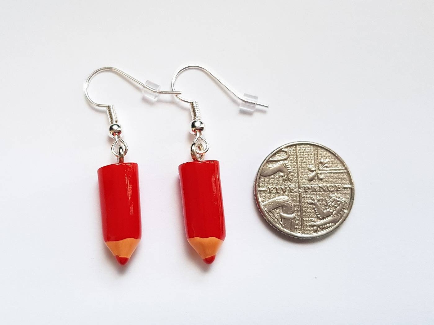 Pencil Earrings Red, Crayon Earrings, Pen Earrings, School Earrrings, Artist Earrings, Teacher Earrings, Weird Earrings, Funny Earrings