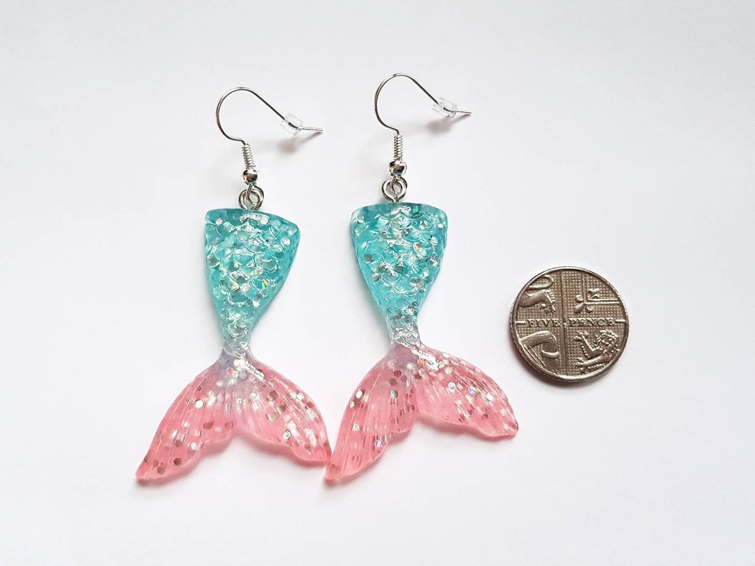Ombre Mermaid Tail Earrings, Mermaid Earrings, Ombre Earrings, Mermaid Tail Jewellery, Cute Fantasy Earrings, Odd Earrings, Weird Earrings