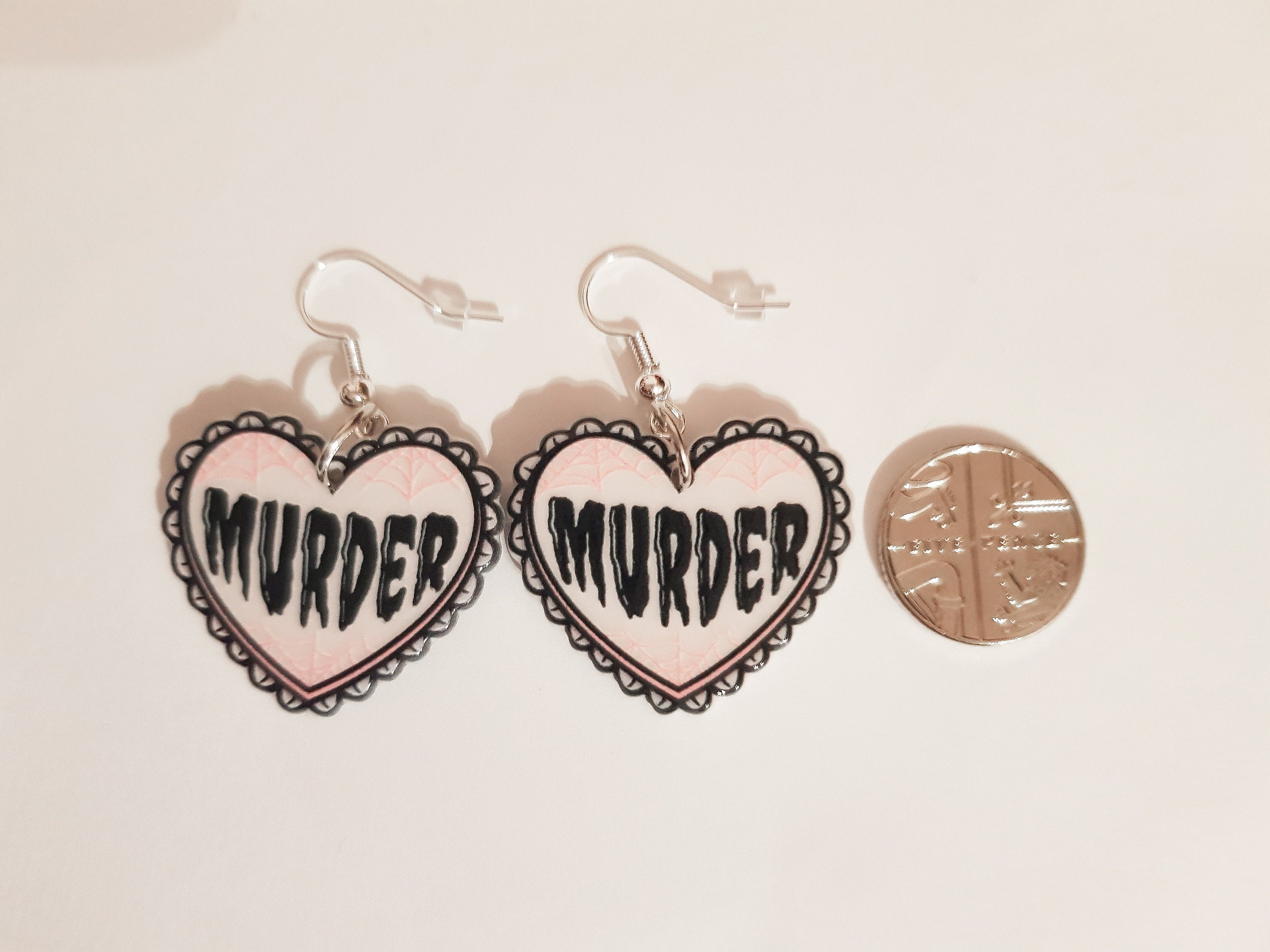 Murder Earrings, Horror Earrings, Pastel Goth Earrings, Pastel Goth Jewellery, Scary Earrings, Spooky Earrings, Alternative Earrings