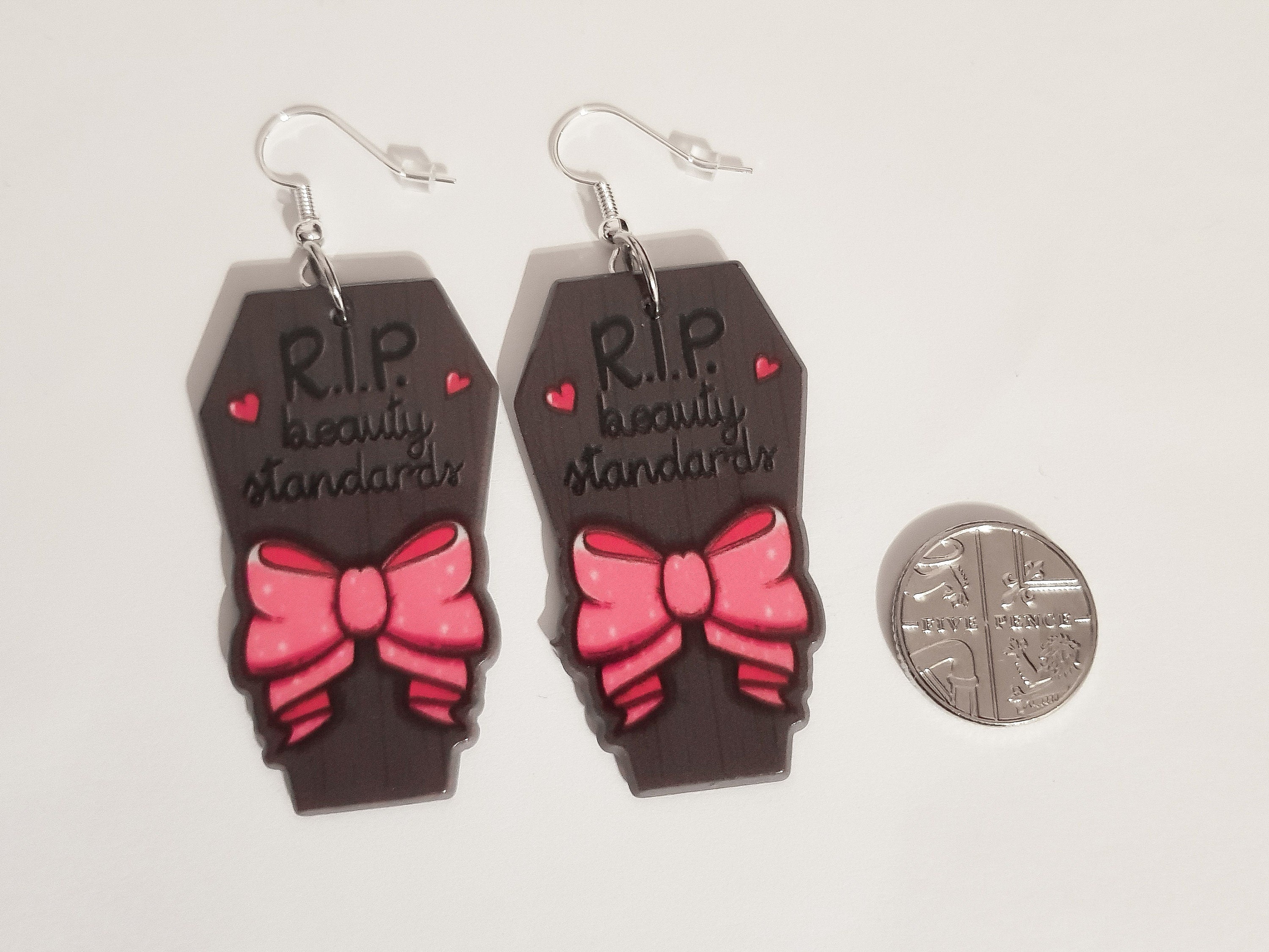 Beauty Standards Earrings, Feminist Earrings, RIP Earrings, Grave Earrings, Pastel Goth Earrings, Alternative Earrings, Empowering Earrings