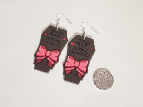 Beauty Standards Earrings, Feminist Earrings, RIP Earrings, Grave Earrings, Pastel Goth Earrings, Alternative Earrings, Empowering Earrings