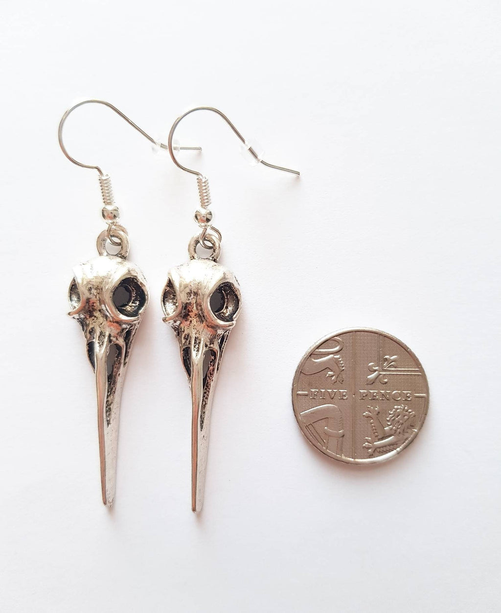 Bird Skull Earrings, Animal Skull Earrings, Witchy Earrings, Silver Plated Gothic Earrings, Death Earrings, Alternative Earrings