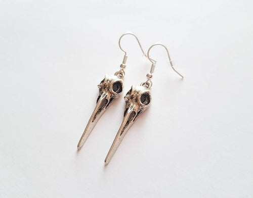 Bird Skull Earrings, Animal Skull Earrings, Witchy Earrings, Silver Plated Gothic Earrings, Death Earrings, Alternative Earrings