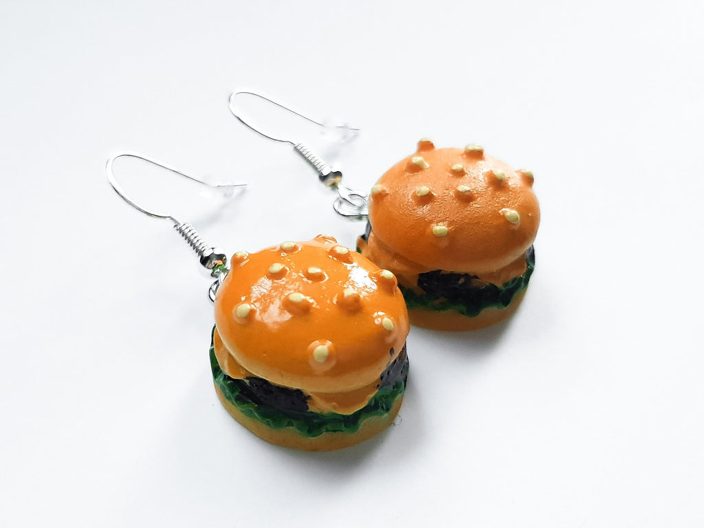 Burger Earrings, Burger Jewellery, Mini Food Earrings, Odd Earrings, Novelty Earrings, Weird Earrings, Quirky Earrings, Junk Food Earrings